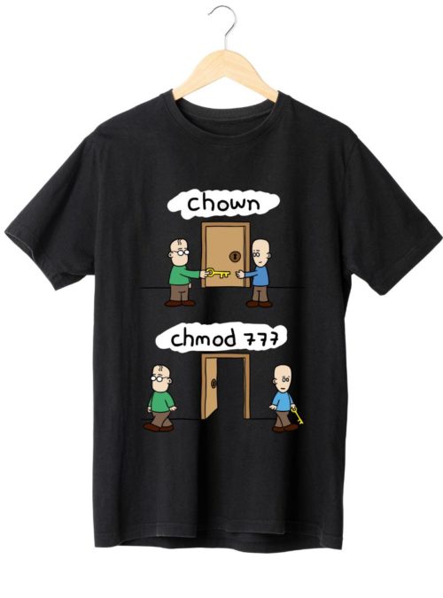 Camiseta chown chmod 777 loja mkcode